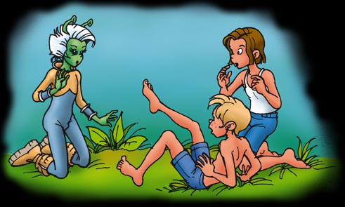 The two boys fell in a heap.