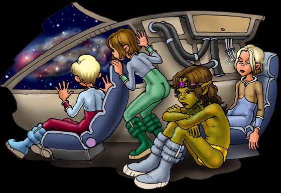 In the distance they saw a gorgeous nebula.