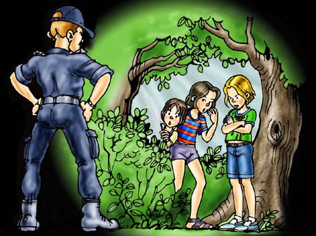 Three kids emerged out of nowhere.