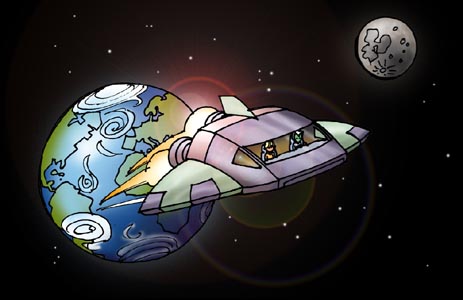 The Earth quickly diminished in size.