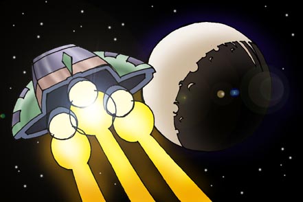 The shuttle on its way back.