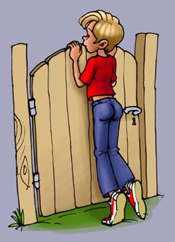 Niklas peered behind the garden gate.