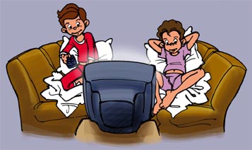 They had built nests of blankets and pillows.