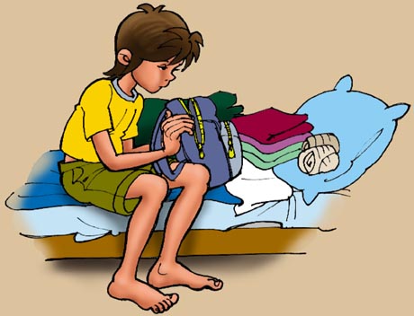 Fabian öffnete seinen Rucksack